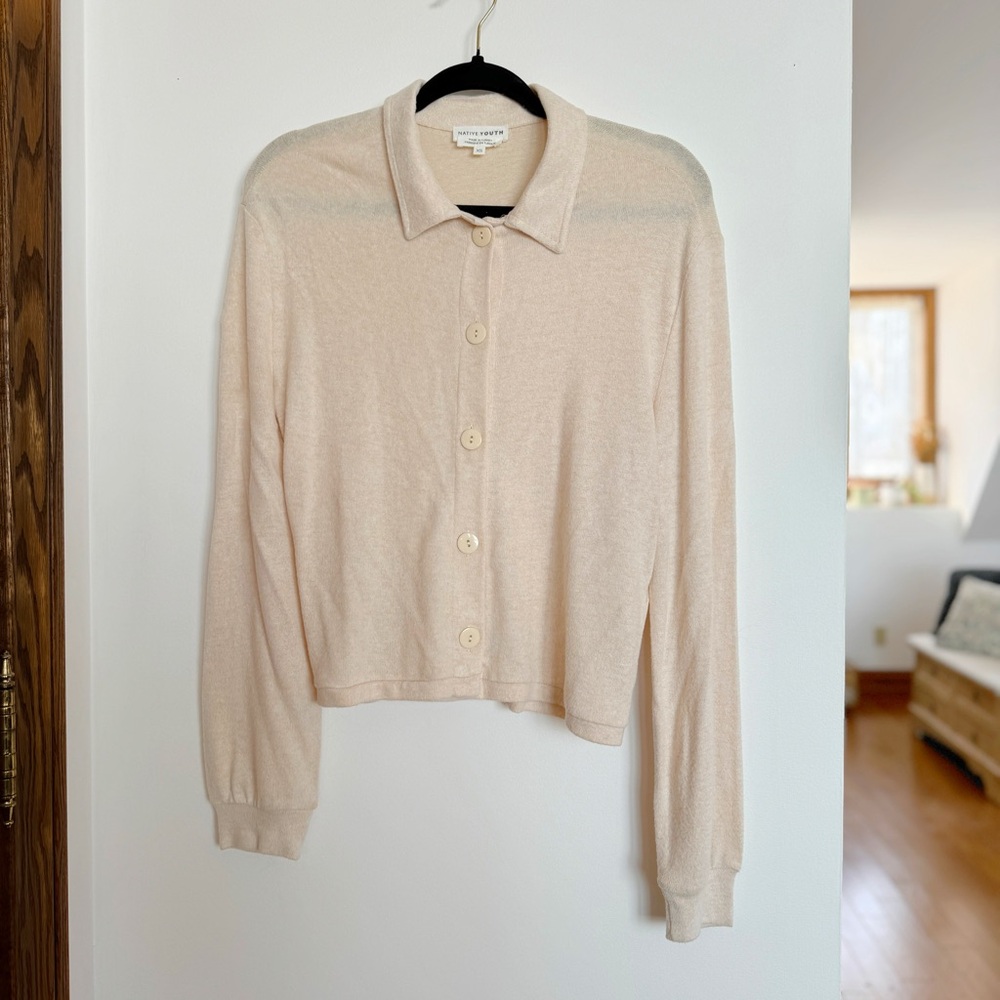 Cream Button-Up Cardigan